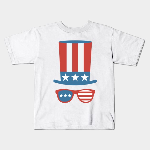 4th of July Uncle Sam Kids T-Shirt by DesignsbyZazz